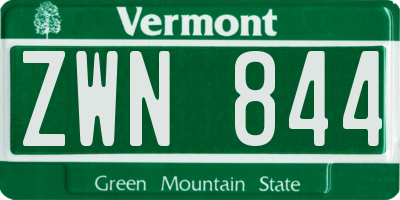 VT license plate ZWN844