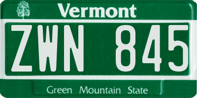 VT license plate ZWN845