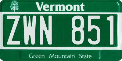 VT license plate ZWN851