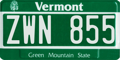 VT license plate ZWN855