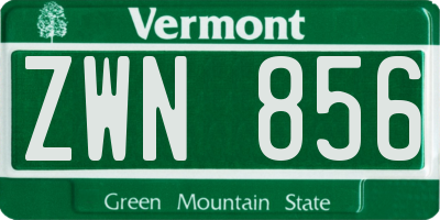 VT license plate ZWN856