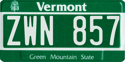 VT license plate ZWN857
