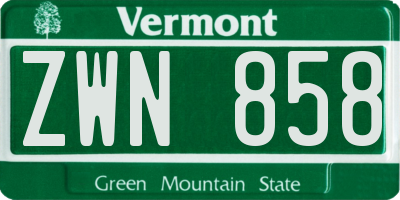 VT license plate ZWN858