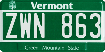 VT license plate ZWN863