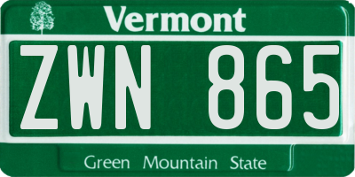 VT license plate ZWN865