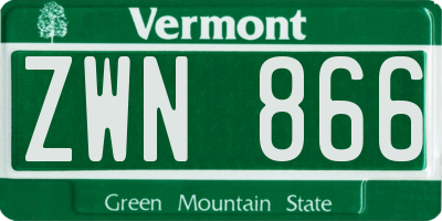 VT license plate ZWN866