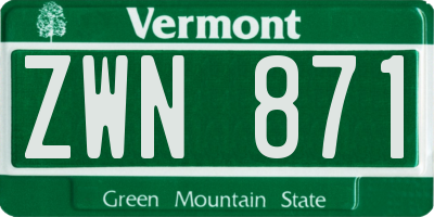 VT license plate ZWN871