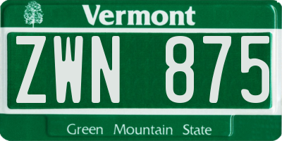 VT license plate ZWN875