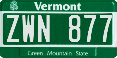 VT license plate ZWN877