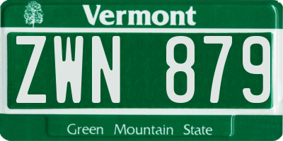 VT license plate ZWN879