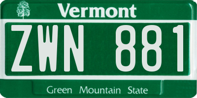 VT license plate ZWN881