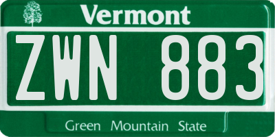 VT license plate ZWN883