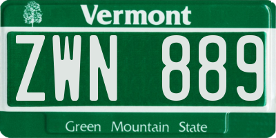 VT license plate ZWN889