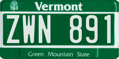 VT license plate ZWN891