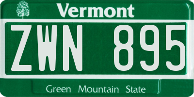 VT license plate ZWN895