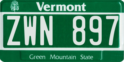 VT license plate ZWN897