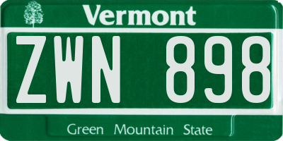VT license plate ZWN898
