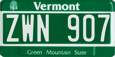 VT license plate ZWN907