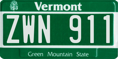 VT license plate ZWN911