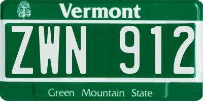 VT license plate ZWN912