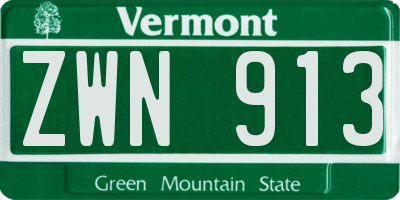 VT license plate ZWN913