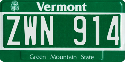 VT license plate ZWN914