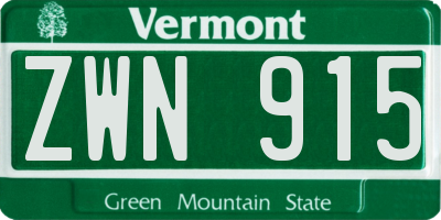 VT license plate ZWN915