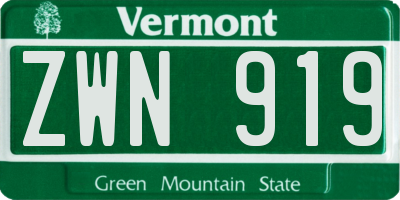 VT license plate ZWN919