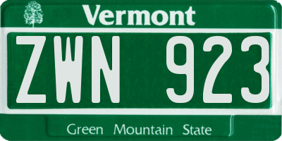 VT license plate ZWN923