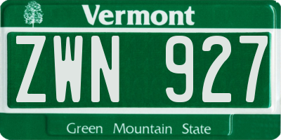 VT license plate ZWN927