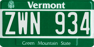 VT license plate ZWN934
