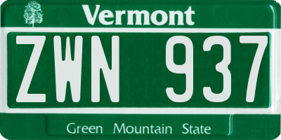 VT license plate ZWN937