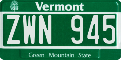 VT license plate ZWN945
