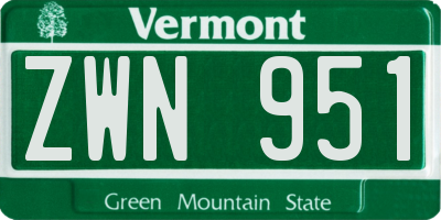 VT license plate ZWN951