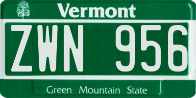 VT license plate ZWN956