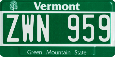 VT license plate ZWN959