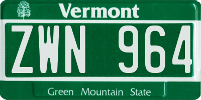 VT license plate ZWN964