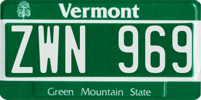 VT license plate ZWN969