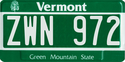 VT license plate ZWN972