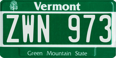 VT license plate ZWN973