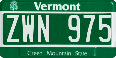 VT license plate ZWN975