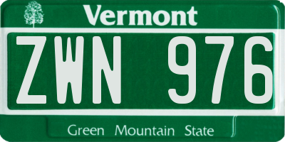 VT license plate ZWN976