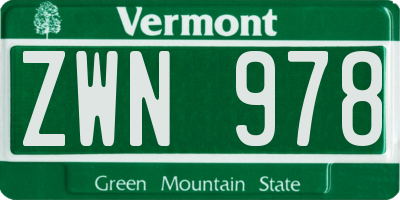 VT license plate ZWN978