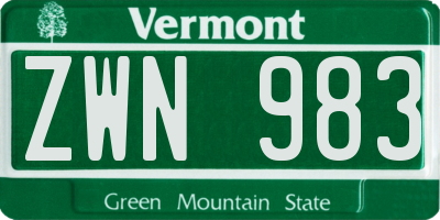 VT license plate ZWN983