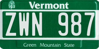 VT license plate ZWN987