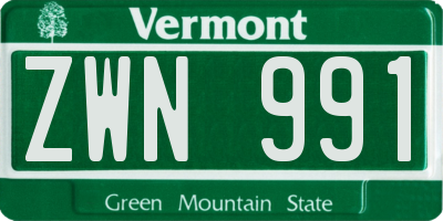 VT license plate ZWN991