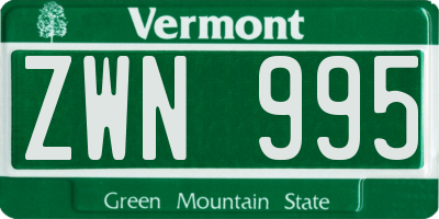VT license plate ZWN995