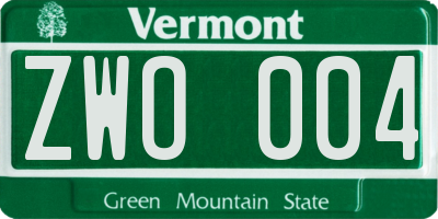 VT license plate ZWO004