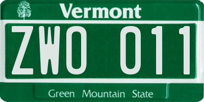 VT license plate ZWO011