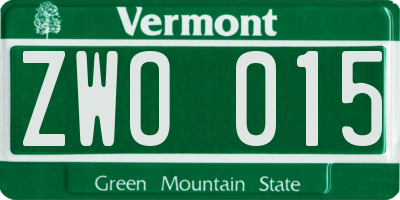 VT license plate ZWO015